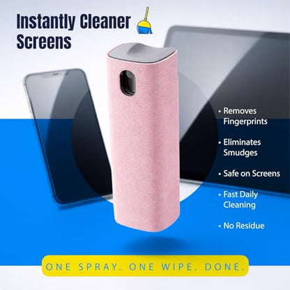 Screen Cleaner Kit 2 Pack, 3-in-1 Touchscreen Cleaner Spray with Microfiber Cloth, Refillable Mist Cleaner for Phone, Tablet, Laptop & Glass Screens