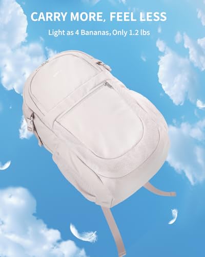 ECOHUB Travel Backpack for Women, 17.3 inch Suspended Laptop Backpack, Fashion Slim Water-Resistant 28L Personal Item Bag with 12 Pockets for Causal, Work, Beige - color: Beige