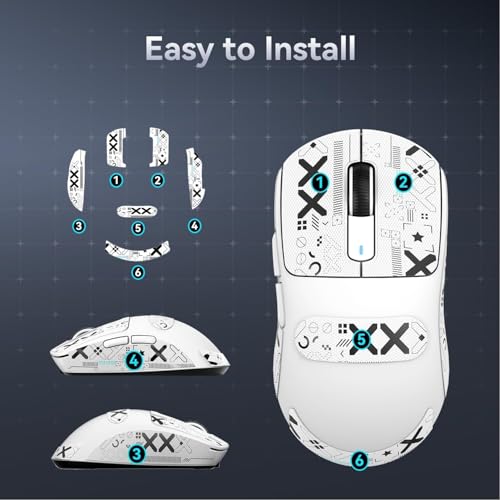 ATTACK SHARK Mouse Anti Slip Grip Tape for X3 Wireless Gaming Mouse - White | Pre-Cut Universal Tape, Skins, Sweat Resistant, Elastics Refined Side Grips, Ultra-thin 0.5mm (0.02in) for Bluetooth Mouse - color: White & Black