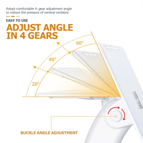 Cabilock Ergonomic Laptop Holder and Riser Stand with Anti-Slip Base, Portable Foldable White Laptop Support for Desk Reading and Study