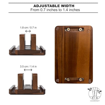 S&A WOODCRAFT 3 Slots Acacia Wood Vertical Laptop Stand, Adjustable Wooden Laptop Holder, Non-Slip Laptop Dock Compatible with Apple MacBook, Microsoft Surface, Gaming Laptops, IPad, Tablets - color: Brown Acacia, size: 3 Slots