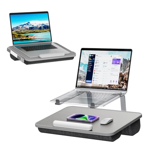 V-Hold Laptop Lap Desk with Foldable Stand, Lightweight Laptop Stand for Bed, Fits up to 15.6" Laptops & MacBook, Lightweight Lap Tray Table with Pillow Cushion for Bed & Couch