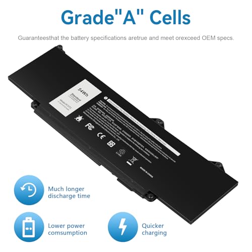 Futurebatt R73TC DR02P Battery Replacement for Dell Latitude 5540 5550 3340 3440 3450 3540 Precision 3590 3580 3480 3490 Series 2X1V9 GTG7N GRWKG KDM9P - size: R73TC 11.97×4.33×1.18 in