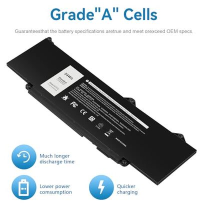 Futurebatt R73TC DR02P Battery Replacement for Dell Latitude 5540 5550 3340 3440 3450 3540 Precision 3590 3580 3480 3490 Series 2X1V9 GTG7N GRWKG KDM9P - size: R73TC 11.97×4.33×1.18 in