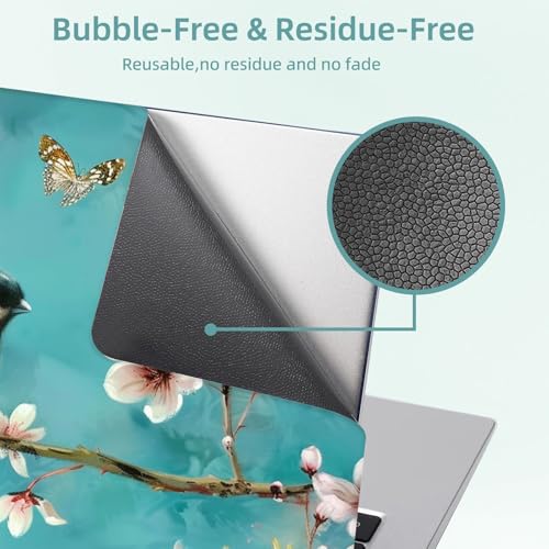 Universal Laptop Skin Decal, 3-Piece Vinyl Protector for 12 13 14 15.6" Notebook, Waterproof Anti-Scratch, Easy Trim & Bubble-Free Finish, Bird Sit on Cherry Blossoms - color: Bird Sit on Cherry Blossoms