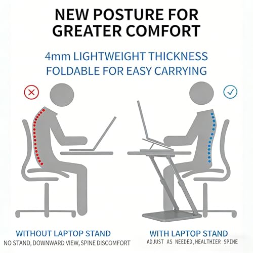 Portable Laptop Stand for Desk, Office, Travel, Home | Ergonomic & Foldable, 7 Adjustable Angles, 360° Rotating, Cooling Vent Design, Lightweight