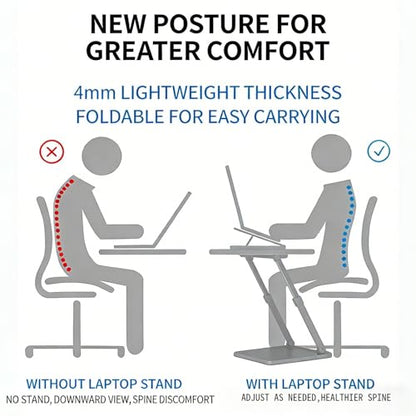 Portable Laptop Stand for Desk, Office, Travel, Home | Ergonomic & Foldable, 7 Adjustable Angles, 360° Rotating, Cooling Vent Design, Lightweight