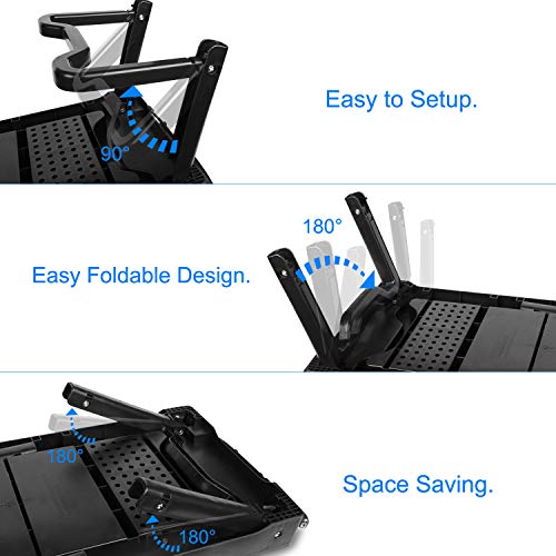 Foldable Laptop Bed Tray Desk Adjustable Lap Table Notebook Desk | Cooling Fan Mouse Board USB Ports LED Light Laptop Stand for Bed Sofa Couch