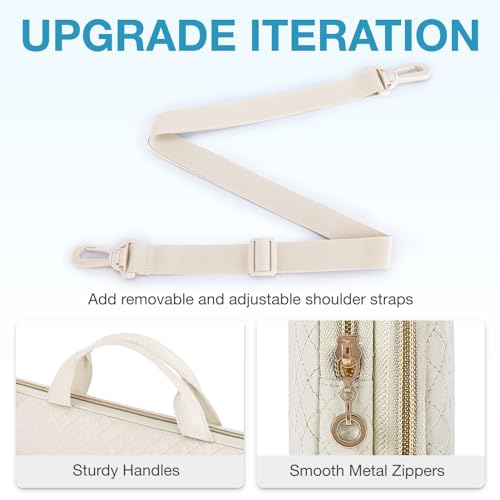 BAGSMART Laptop Sleeve 15-15.6 inch Case Protective Water-Resistant | Lightweight Laptop Bag for Women with Pocket and Handle, Compatible with MacBook, HP, Dell, Acer and Asus notebooks - color: Beige-Shoulder Strap, size: 15.6 Inch