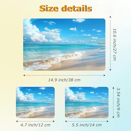 Universal Laptop Skin Sticker with 2 Wrist Pad Decals, 3-Piece Removable Vinyl Laptop Cover, Beach Waterproof Anti-Scratch, Easy-Trim Fit for 13.3" 14" 15.6" Laptops - color: Beach