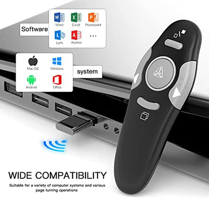 QUI Presentation Clicker Wireless Presenter Remote, Black, A | Clicker for PowerPoint Presentation Remote, PowerPoint Slide Advancer for Mac/Windows/Google Slide/Keynote - color: Black
