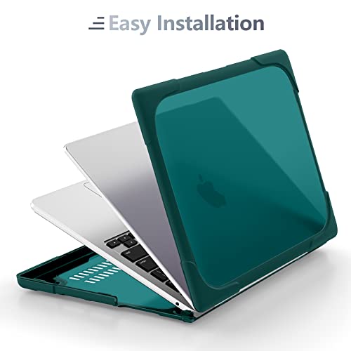 Batianda Foldable Stand Heavy Duty Case for MacBook Air 13.6 inch, Teal | Fits M5 M4 M3 M2 Chip 2026-2022 Model, Ergonomic Stand Holds 22 lbs, Shockproof Bumper, with Keyboard Cover Screen Protector - color: Cyan