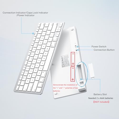OMOTON Bluetooth Keyboard Compatible with Mac ONLY, Compact Wireless Keyboard Compatible with MacBook Pro/Air, iMac, Mac mini/Pro, Silver - color: Silver