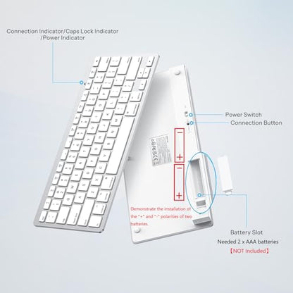 OMOTON Bluetooth Keyboard Compatible with Mac ONLY, Compact Wireless Keyboard Compatible with MacBook Pro/Air, iMac, Mac mini/Pro, Silver - color: Silver
