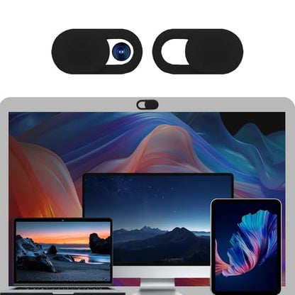 5Pcs Ultra-Thin 0.03 Inch Webcam Cover Slide, Privacy Security Camera Blocker, Strong Adhesive Laptop Phone Tablet Camera Cover for Pro iPhone iPad iMac PC Accessories-Black - color: Black