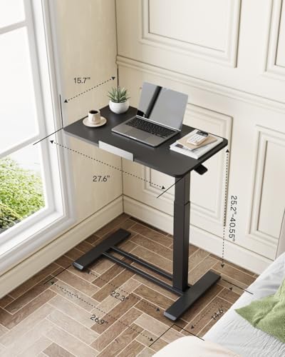 FLEXISPOT H7 PRO 90° Tiltable Mobile Overbed Table with Pneumatic Lift,28'' | Full foldable bedside table with adjustable desktop for laptop, Rolling Computer Cart and bed sofa.27.6" W x 15.7" D,Black - color: Black, size: 28x16
