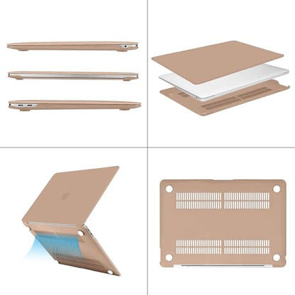 MOSISO Compatible with MacBook Air 13 inch Case M1 2021 2020 2019 2018 | A2337 A2179 A1932, Protective Hard Shell&Keyboard Cover&Screen Film&Pouch for MacBook Air 13.3 inch Case, Bronze Brown - color: Bronze Brown