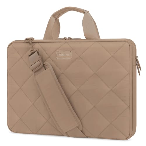 MOSISO 360 Protective Laptop Shoulder Bag, Double Layer Fluffy Padded Laptop Bag with Anti-theft Zipper - color: Taupe Brown, size: 16 inch