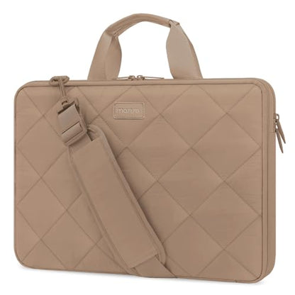 MOSISO 360 Protective Laptop Shoulder Bag, Double Layer Fluffy Padded Laptop Bag with Anti-theft Zipper - color: Taupe Brown, size: 16 inch