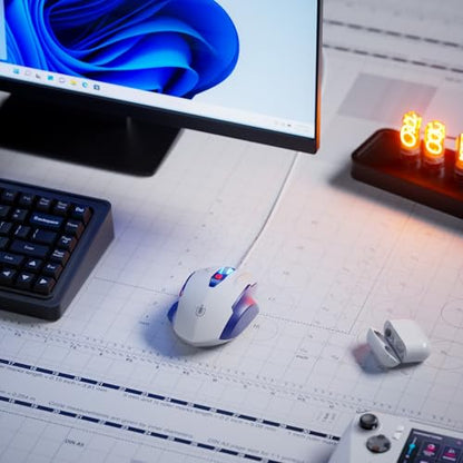 Uineer Wired Mouse, USB-A Computer Mouse with 6 Buttons,Adjustable | Plug-and-play USB-A wired connection with 6 programmable buttons, 7200 DPI and a 1.5 m cable. - color: Bluewhite