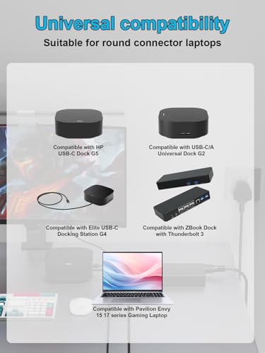 120W AC Charger Compatible with HP USB-C Dock G5 5TW10UT 5TW10AA,Essential Dock G5, Universal Dock G2 5TW13AA, Elite USB-C G4 TB3 Docking Station Pavilion 15 17 Envy 15 17 Laptop