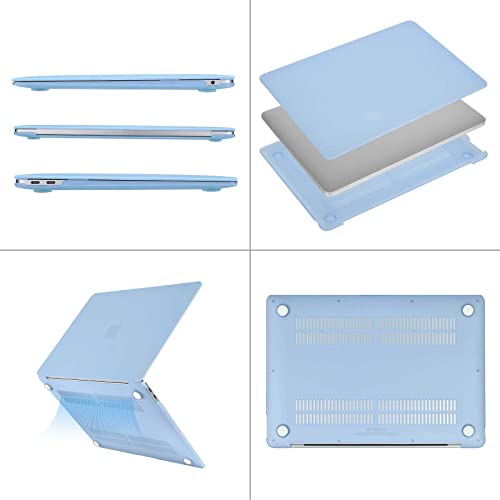 MOSISO Compatible with MacBook Air 13 inch Case M1 2021 2020 2019 2018 | A2337 A2179 A1932, Protective Hard Shell&Keyboard Cover&Screen Film&Pouch for MacBook Air 13.3 inch Case, Airy Blue - color: Airy Blue