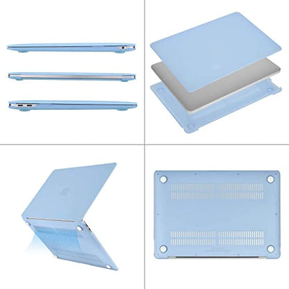 MOSISO Compatible with MacBook Air 13 inch Case M1 2021 2020 2019 2018 | A2337 A2179 A1932, Protective Hard Shell&Keyboard Cover&Screen Film&Pouch for MacBook Air 13.3 inch Case, Airy Blue - color: Airy Blue