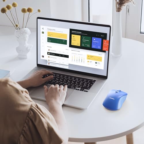 seenda Bluetooth Wireless Mouse, Dual Mode, Quiet 1600 DPI, Blue | Dual-mode Bluetooth and 2.4G USB mouse with quiet clicks, smooth tracking, ergonomic design, and 12-Months battery life - color: Blue