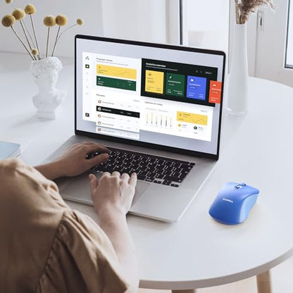seenda Bluetooth Wireless Mouse, Dual Mode, Quiet 1600 DPI, Blue | Dual-mode Bluetooth and 2.4G USB mouse with quiet clicks, smooth tracking, ergonomic design, and 12-Months battery life - color: Blue