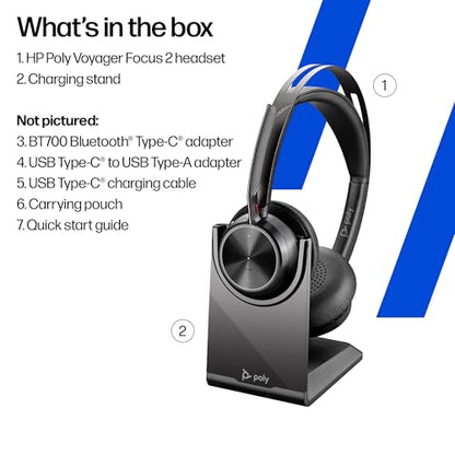 Poly Voyager Focus 2 USB-C-C Headset USB-C/A Adapter Charging Stand (A58JDAA)