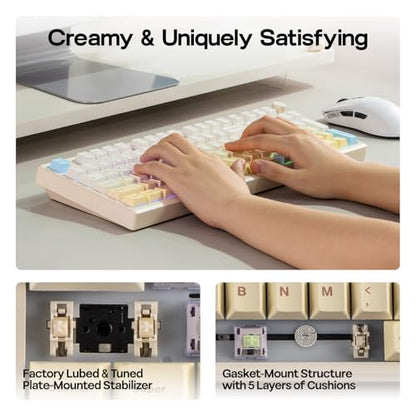 EPOMAKER Galaxy100 Lite QMK/VIA Gaming Keyboard with 8000mAh Battery | 1800 Aluminum Mechanical Keyboard with Numpad, USB-C/BT/2.4Ghz, Hot-Swap, Creamy Sound (Creamy White, Marble White Switch) - color: Creamy White, size: Marble White Switch