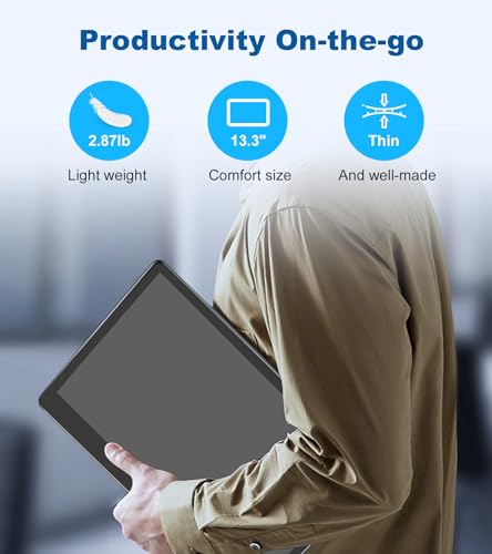 Industrial Touchscreen Monitor 13.3 inch, FHD 1920×1080 IPS Laptop Touch Monitor HDMI VGA Display Support VESA Mount Compatible with Laptops PC Mac (13.3 Inch) - size: 13.3 Inch