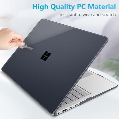 Mektron Clear Case for 13.8" Microsoft Surface Laptop 8 2026 Fits Surface Laptop 13.8 Inch 7 2024 Cover (Model: 2036),Keyboard Cover +Screen Protector +Dust Plugs, Crystal Black - color: Crystal Black