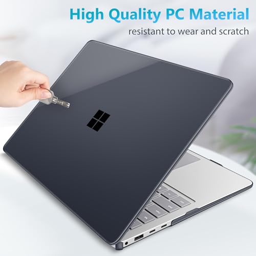 Mektron Clear Case for 13.8" Microsoft Surface Laptop 8 2026 Fits Surface Laptop 13.8 Inch 7 2024 Cover (Model: 2036),Keyboard Cover +Screen Protector +Dust Plugs, Crystal Black - color: Crystal Black