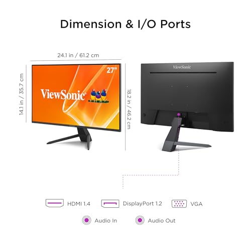 ViewSonic VX2770-MHD 27 Inch 1080p Monitor, IPS Display with 120Hz and Variable Refresh Rate for Ultimate Home Entertainment, Eye Care Technology, HDMI, and DisplayPort Inputs - size: 27 Inches