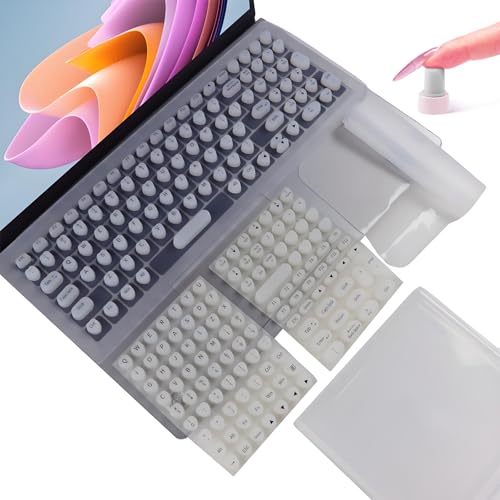 Long Nail Keyboard Stickers & Cover for Long Nails - 119 Keys Set, Fits 15-17 Inch Laptops, Portable Plastic Storage Case, Ideal Gift (White) - color: Grayish-white
