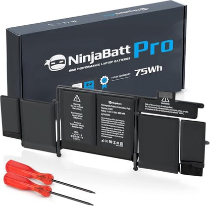 NinjaBatt A1502 Battery for Apple MacBook Pro Retina 13" A1582 A1493 | Fits MGX72LL/A ME864LL/A ME866LL/A MGX82LL/A 020-8148 020-8184 MF840 MF841 MF843 MGX92 – 75Wh 11.42V 12-month warranty - size: A1502 A1582