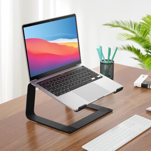 Laptop Stand for Desk Detachable Aluminum Computer Riser Portable Metal Notebook Printer Stand Holder Compatible with MacBook Air, Pro, Dell, HP, Lenovo and All 10-16" Laptops, Black - color: Black