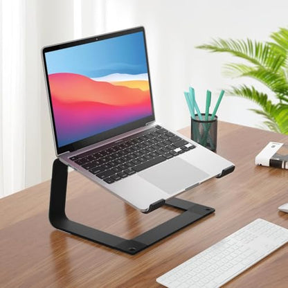 Laptop Stand for Desk Detachable Aluminum Computer Riser Portable Metal Notebook Printer Stand Holder Compatible with MacBook Air, Pro, Dell, HP, Lenovo and All 10-16" Laptops, Black - color: Black