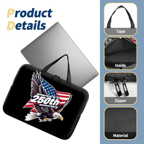 Laptop Bag 10 Inch,Resistant Shockproof Laptop Sleeve Case Protective Cover Carrying Case with Handle Compatible for HP Dell Lenovo Acer Asus Notebook Computer,America 250 Eagle Flag - color: America 250 Eagle Flag, size: 9-10.5 in