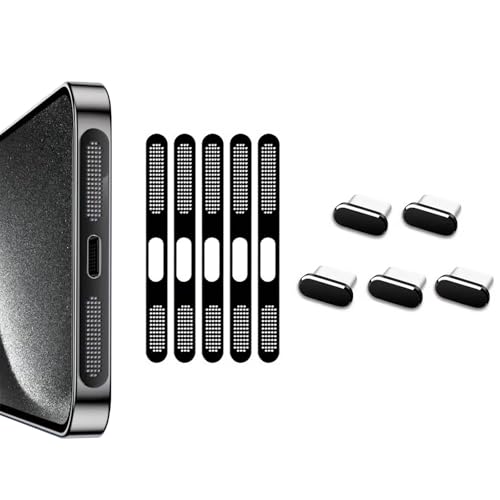 5 Pack Black USB C Type C Charging Port Plug Caps, 5 Pack Speaker Dust Covers for iPhone 16 Pro/16 Pro/15 Pro Max/15 Pro, Black - color: Black (Speaker Covers+USB Plug), size: 16 Pro Max/16 Pro