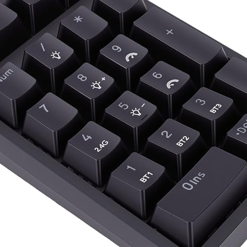 PUSOKEI Wireless Number Pads, Bluetooth Mechanical Numeric Keypad with RGB Light, Mini Portable Financial Accounting Rechargeable Numeric Pad for Laptop, PC