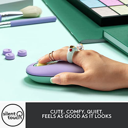 Logitech POP Mouse, Compact and Portable Wireless Mouse - Daydream Mint | Compact and Portable, Programmable Buttons, Quiet Clicks, Easy-Switch Between 3 Devices, Compatible with Laptop,Tablet, PC - color: Daydream Mint
