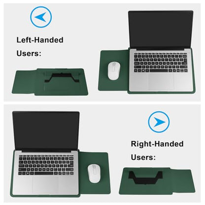 HoYiXi 15.6" Laptop Sleeve Case PU Leather with Stand Compatible with MacBook Pro 16/15.4'' MacBook Pro 15, Mac Air 15/ Dell, Matebook,Asus,15-16'' Laptop Bag,(Patent Pending),Dark Green - color: Dark green, size: 15.6'' /15-16 Inch Laptop