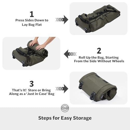 45/80/100L U-Zip Rolling Duffel Bag with Wheels, X-Large Durable Travel Duffle + Toiletry Bag, Lay-Flat Opening, Packable w/Shoulder Straps- Use as Luggage or Backpack, Men/Women (Green) - color: U-Zip Green