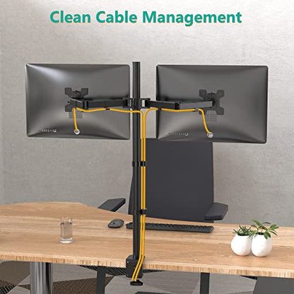 WALI Extra Tall Dual LCD Monitor Fully Adjustable Desk Mount Fits 2 Screens up to 27 inch, 22 lbs. Weight Capacity per Arm (M002XL), Black - size: 13"-27", style: Dual
