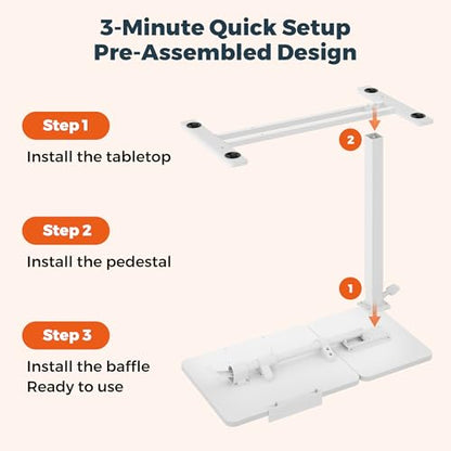 32''Large Pneumatic Overbed Tilting Bedside Table,Desk with Wheels | 31.6" x 15.7" White Double Flip Tabletop,Hospital Medical Bedside Table,Overbed Table with Wheels,Small Standing Desk - color: White, size: Large