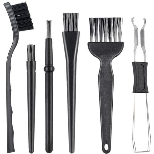 SIMPOR 6 Pcs Anti Static Brush Set with Keycap Puller, PC Computer Electronics Keyboard Cleaning Kit, Nylon Keyboard Cleaning Brush Cleaner for Mechanical Keyboard, PCB, Camera, Car Vents
