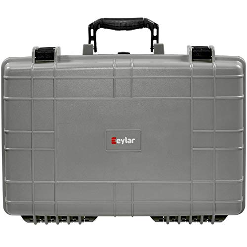 Eylar Medium 20" Protective Hard Case for Laptops, Cameras, Tools, and Equipment with IP67 Waterproof, Shock Resistant, and Customizable Foam Inserts (Gray) - color: Gray