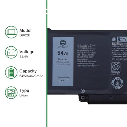 DR02P Laptop Battery Replacement for Dell Latitude 5350 5440 5450 5540 5550 7455 3340 3440 3450 3540 3550 5340 Precision 3480 3490 3580 3590 Series 02X1V9 2X1V9 RXF9T 803W6 WYJ45 11.4V 54Wh - size: 13.4*5.8*1.1inch DR02P